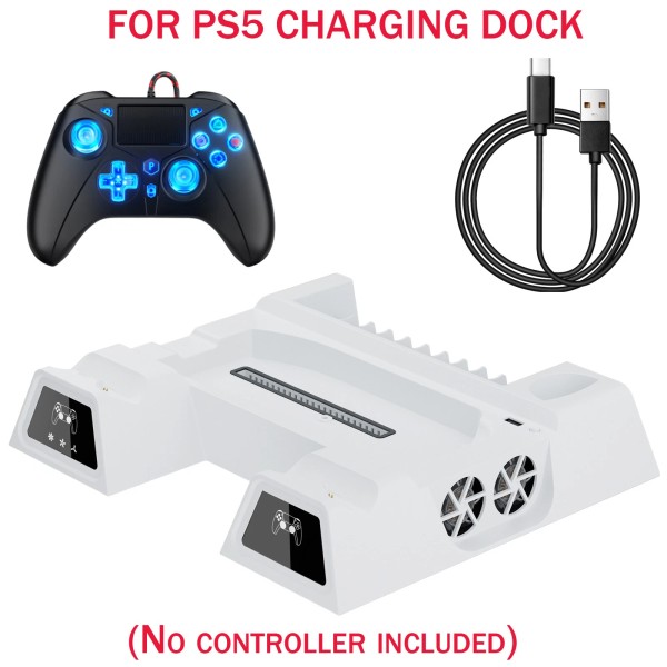 Unbranded PS5 Cooling Station Vertical Stand 2 Controller Charging Dock
