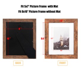 kennethan 8x10 Picture Frame Rotten Brown 1 Pcs in 1 set 8x10 Frame can Display 5x7 Picture with Mat or 8x10 Without Mat on the Wall