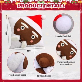 Black Santa Christmas Pillow Covers 18 x 18 Inch Set of 2 Black African American Claus Throw Pillow Cover Decorative Winter Holiday Cushion Case for Sofa Couch Bedroom Living Room Indoor Home Decor