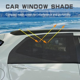 Kutyun 2PCS Car Window Shades, Car Sun Shade for Rear Window, Zipper Car Window Cover Screen, Breathable Mesh Heat Insulation Car Window Covers, Car Parts Sun Shade Universal for Cars (Rear Window)