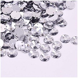 MajorCrafts 120pcs 10mm Crystal Clear Sew On Round Flat Back Pointed Resin Rivoli Rhinestones
