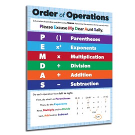 ZOCO – Order of Operations Poster PEMDAS Chart (5-Pack) – Algebra Math Classroom Decor for 5th 6th 7th Grade – Laminated 17x22 in. – Anchor Chart for Elementary Middle School Teachers Homeschool