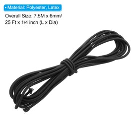 PATIKIL 1/4" x 25' Bungee Shock Cord, 6mm Thick Kayak Stretch String Rope Heavy Elastic Rope Marine Tie-Down Strap for Kayaking Boating Camping, Black