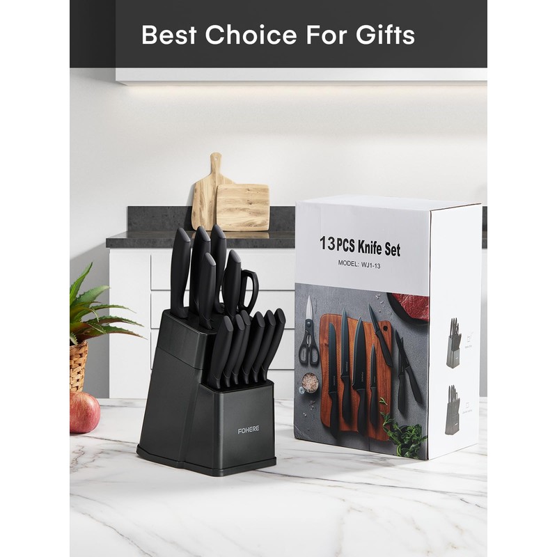 Knife Sets for Kitchen with Block, FOHERE 14 Pcs Kitchen