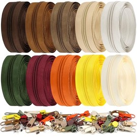 DOITEM 22.2 Yards/ 20 m 10 Pcs Assorted Colors #5 Nylon Coil Zippers, Sewing Zippers Endless Zips with 40 Pieces Zipper Sliders for DIY Sewing Tailor Craft Supplies