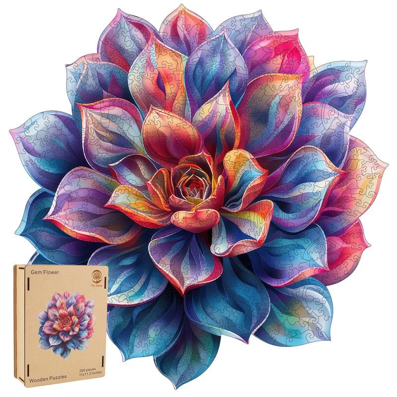 Wooden Puzzles,Succulent World Jigsaw Puzzles,Unique Shaped Wooden Puzzle for Adults