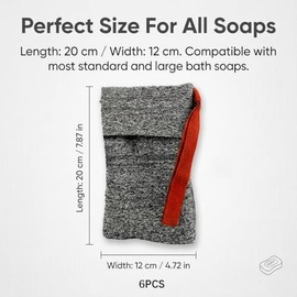 Bolsa de jabón Pas 6 para exfoliación, estropajo de jabón en barra de malla de nailon con cuerda para colgar, bolsa de lufa de secado rápido para duch