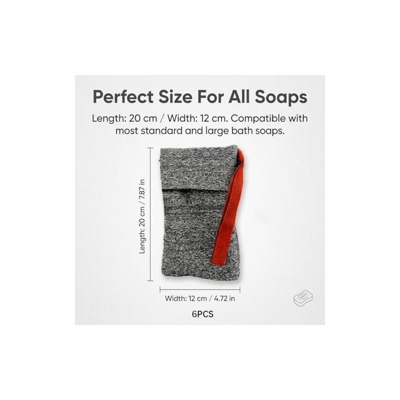 Bolsa de jabón Pas 6 para exfoliación, estropajo de jabón