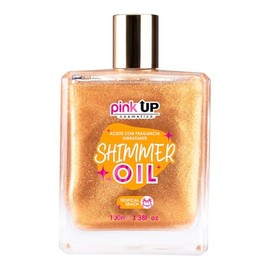 PINK UP | Shimmer Oil | Aceite nutritivo con efecto glow | Hidrata a profundidad y deja brillo sutil | Skin care | Body oil | 100 ml | Aroma Tropical Beach | Modelo PKSK38