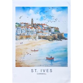 Half a Donkey St Ives Large Cotton Tea Towel