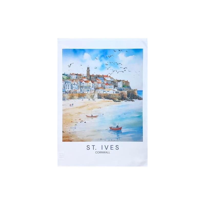 Half a Donkey St Ives Large Cotton Tea Towel