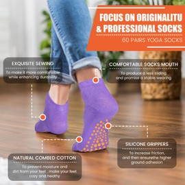 Liitrsh 100 Pairs Non Slip Yoga Socks with Grips Anti Skid Socks Pilates Socks Barre Socks for Man Woman Pilates Ballet (Black)