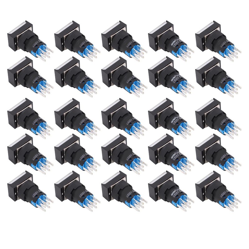 25 Pcs Industrial Push Button Switch Self Locking Push Button