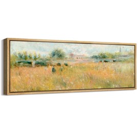 MUDECOR Large Framed Canvas Print Wall Art Rustic Fields Impressionist Countryside Antique Retro Fine Art Illustrations Decorative Colorful for Bedroom - 60"x20"