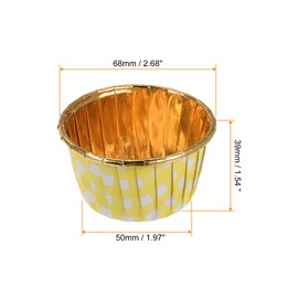sourcing map Gold Yellow Plaid Cupcake Cups, 50pcs Aluminum Foil 3.5oz Standard Cupcake Liners Cupcake Baking Cups for Birthday Party Supplies Weddings Decorations