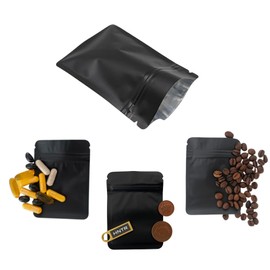 HNTR 100 Black Resealable Mylar Bags | Small 7x9.8cm Ziplock Pouches with Foil Lining | Airtight Storage for Food, Jewelry, Electronics, and More
