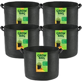 LotFancy Pack of 5 Plant Bags, 40 L, Thickened Fabric, Robust Plant Containers with Reinforced Handles for Vegetables, Flowers and Fruits such as Potatoes, Tomatoes