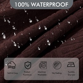 YUEANG 100% Waterproof Recliner Sofa Slipcovers, 3 Pieces Stretch Reclining Couch Covers for 3 Cushion Couch Sofa Pet Friendly Washable Furniture Covers for Dogs, Pets, Kids (Chocolate, 3 Seater)