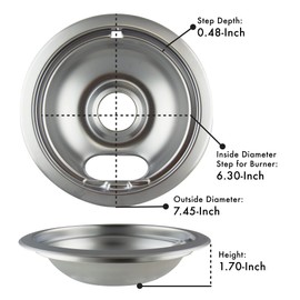 Range Kleen 10124XZ Chrome Style A Drip Pans Sets of 4, 3 6 Inch and 1 8 Inch