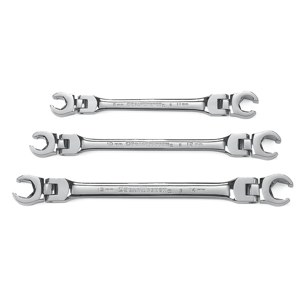 GEARWRENCH 3 Pc. Flex Head Flare Nut Wrench Set, Metric - 81915