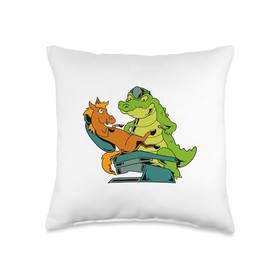 Dentist and dentistry designs Horse at Crocodile Dentist Throw Pillow, 16x16, Multicolor