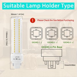 Lustaled Gx24q/G24q 4-Pin Base Light Bulbs, 12W Gx24 LED PL Recessed Lights, Daylight 6000K 26W CFL Replacement for Ceiling Light Downlight Wall Sconce, 4-Pack (Remove/Bypass The Ballast)