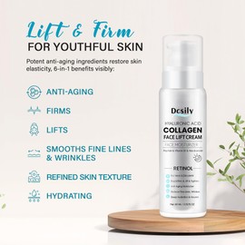 Skin Tighten And Lift Neck Cream: Face Lift Cream 6-in-1 Anti-Aging Moisturizer for Anti Wrinkle - Hydrating Neck Firming Cream with Retinol, Collagen, Peptide, Hyaluronic Acid for Neck & Décolleté