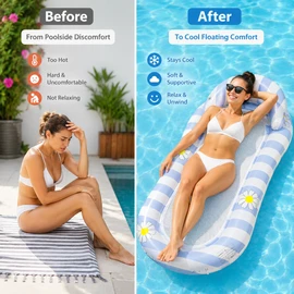 Extra-Large Inflatable Pool Float for Adults – PVC Lounge Chair Float for Pool, Lake & Beach Relaxation