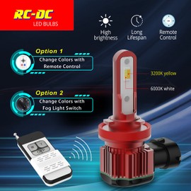 Alla Lighting Newest P13W 12277 LED Switchback Daytime Running Lights Bulbs DRL w/Remote Control, 6000K White/3000K Yellow Dual Color Easy Switch, Xtreme Super Bright