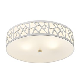 VICNIE 2-Light Flush Mount Ceiling Light, 12 inch Modern Ceiling Light Fixture with White Metal and Frosted Glass Shade for Hallway, Kitchen, Bedroom