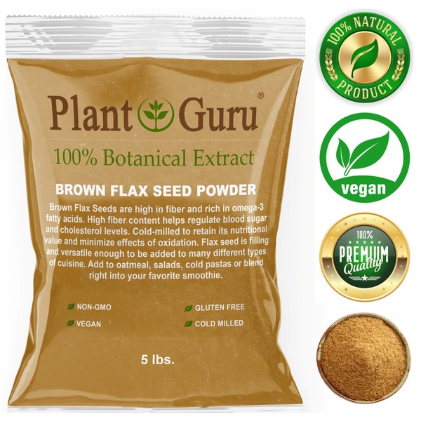 Brown Flax Seed Powder 5 lb. Bulk Omega-3 NON GMO 100% Pure Flaxseed Ground Meal