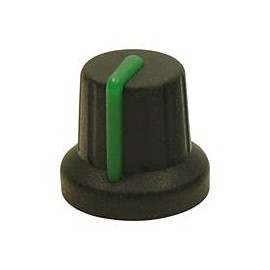 Soft Touch Knob, Black/Green, 16mm, Pack of 1 - MC72604S