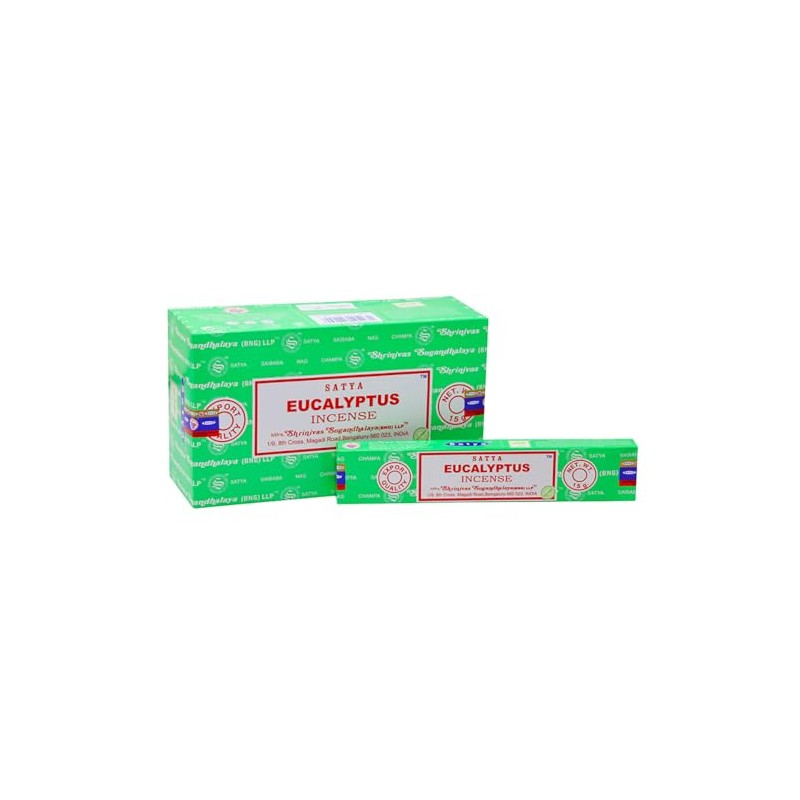 Satya Incense Sticks, 12 Packs x 15g, Eucalyptus