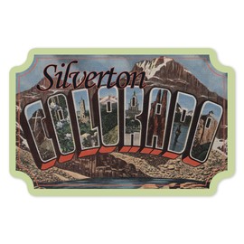 Die Cut Sticker Silverton, Colorado, Large Letter Scenes, Contour, Vintage Artwork Vinyl Sticker 1 to 3 inches (Waterproof Decal for Cars, Water Bottles, Laptops, Coolers), Small
