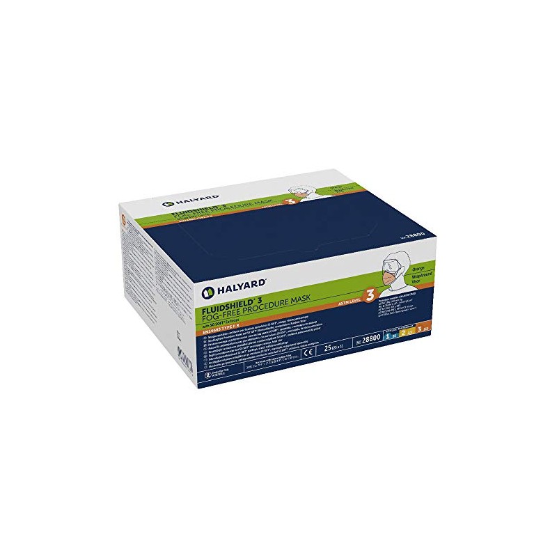 HALYARD FLUIDSHIELD 3 Disposable Procedure Mask, Fog-Free, with SO Soft