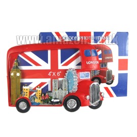 Photo Frames - London Big Red Bus and Skyline Hand Painted Picture Frame, London Souvenir Picture Frame