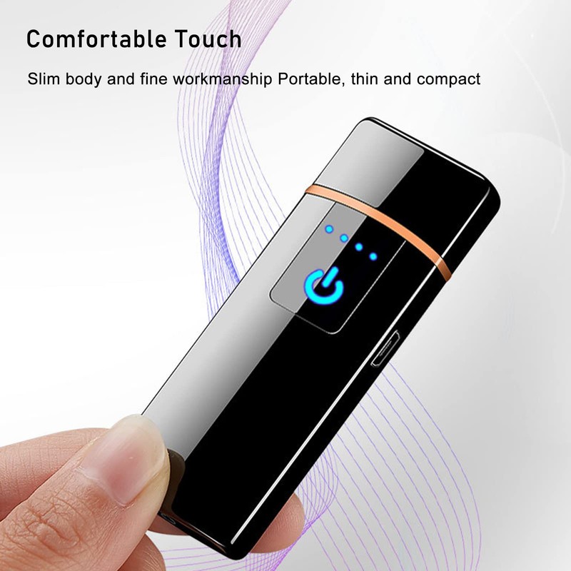 Electronic Lighter, Windproof USB Rechargeable Slim Coil Electric Lighters with