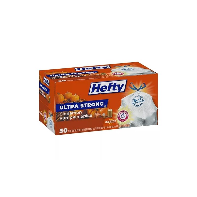 Hefty Ultra Strong Cinnamon Pumpkin Spice Tall Kitchen Trash Bags