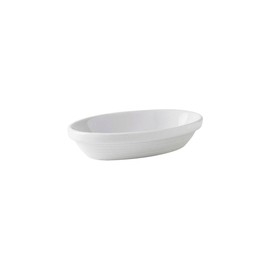Tuxton Pacifica Porcelain White Embossed Nesting 8-Ounce Oval Baker Nesting, Case of 12, Bright White; Scratch Resistant; Chip Resistant; Lead & Cadmium Free; Dishwasher, Microwave, Oven Safe