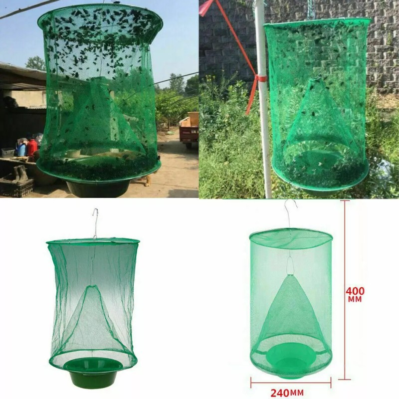 wa-471360 4pcs Reusable Hanging Fly Insect Trap Cage Net Fly
