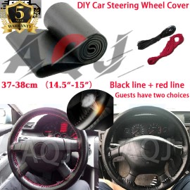 AQJ 15" DIY Steering Wheel Cover Genuine Leather for JEEP WRANGLER JK/JL 2007-2022