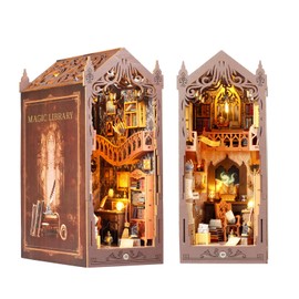 Spilay DIY Book Nook Kit, DIY Dollhouse Booknook Bookshelf Insert Decor Alley with LED Lights, Dust Sheet Bookshelf Model Making Kit, Birthday, Christmas and Valentine's Day Craft Gifts (227)