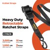Retractable Ratchet Straps 2" x 10ft, 3,000lb Break Strength, Heavy