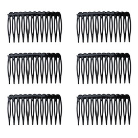 Ruwado 6 Pcs 12 Teeth Hair Side Combs 6.8 x 3.8 cm Tortoise French Twist Hair Barrettes Accessories for Women Girls Fine Thin Thick Long Hair Wedding Bridal Parties (Black)