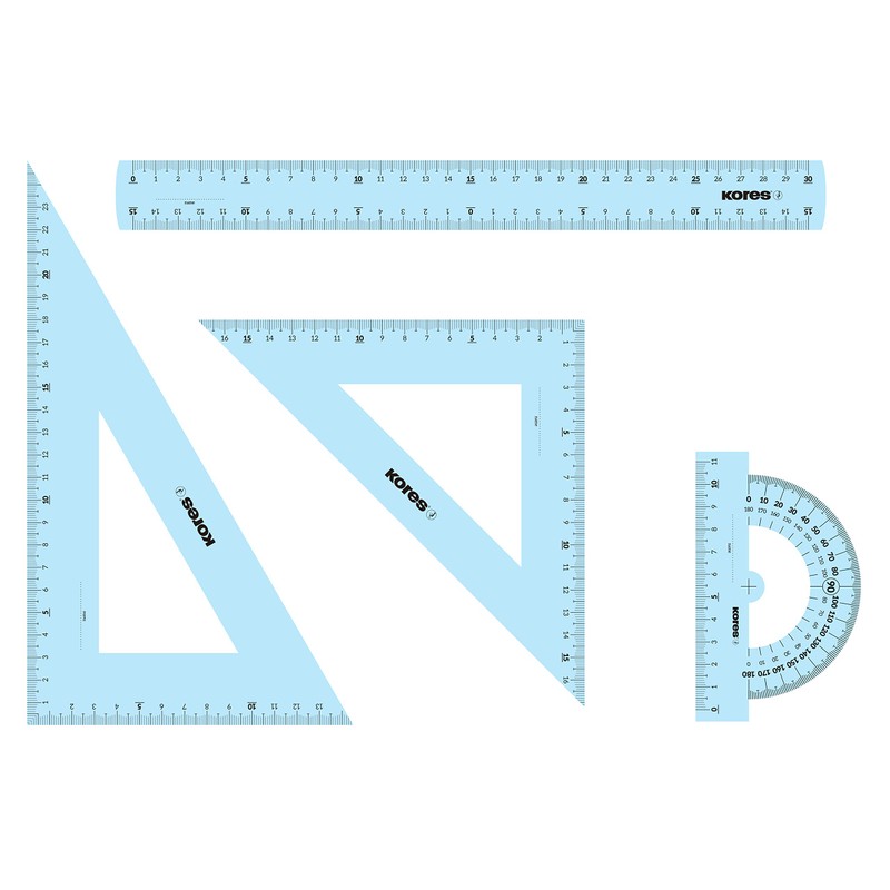 Kores - Geometry Set in Assorted Colours - GEO30 Protractor,