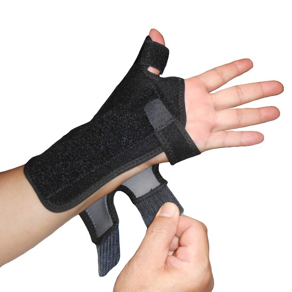 IRUFA,TB-OS-38, 3D Breathable Fabric RSI Wrist Thumb Spica Splint for Carpal Tunnel Syndrome, BlackBerry Thumb, Trigger Finger, Mommy Thumb Brace, Sprains, Arthritis and Tendinitis (Left Hand)