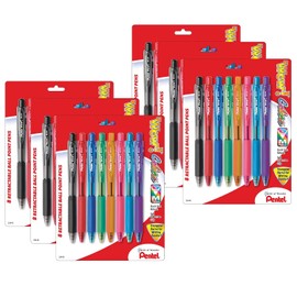 Pentel WOW! Retractable Ballpoint Pens, Medium Point, Assorted Colors, 8/Pack, 6 Packs (PENBK440BP8M-6)
