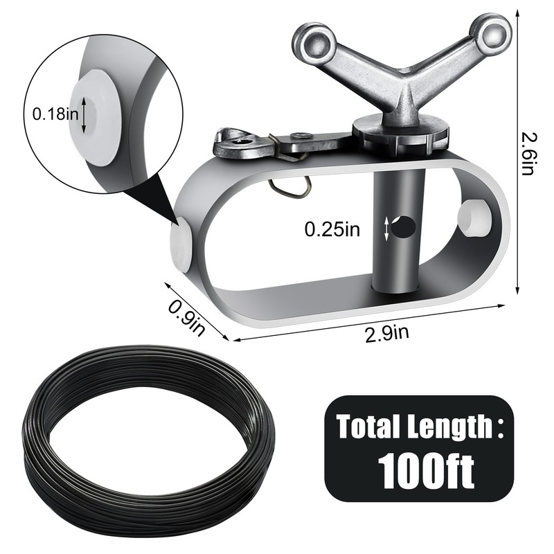 Pool Cover Cable and Winch Kit 100 Ft Heavy-Duty Pool