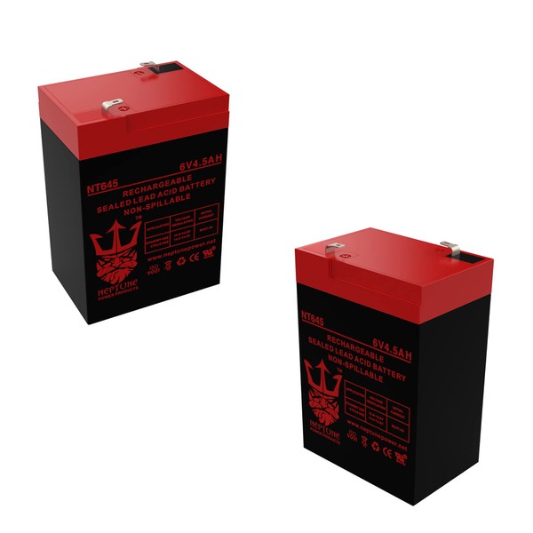 Neptune Power Products Neptune 6V 4.5Ah NT-645 Rechargeable SLA Sealed Lead Acid Battery - 2 Pack