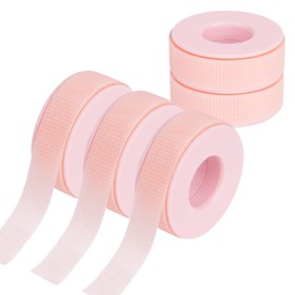 5rolls Eyelash Tape, 0.49in X 3.94yd Eye Lash Tape for Eyelash Extensions Supplies, Waterprrof Makeup Tapes Lash Tech Supplies Eyeshadow Tapes Breathable Pain Free for Sensitive Skin(Pink)